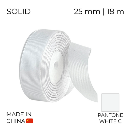 Grosgrain Ribbon 25 mm 008 White 18 m (1 pc)