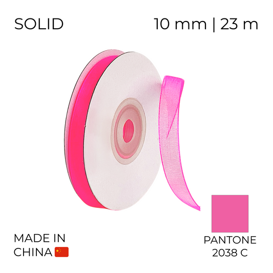 Organza Ribbon 10 mm 01 Bright Pink 23 m (1 pc)