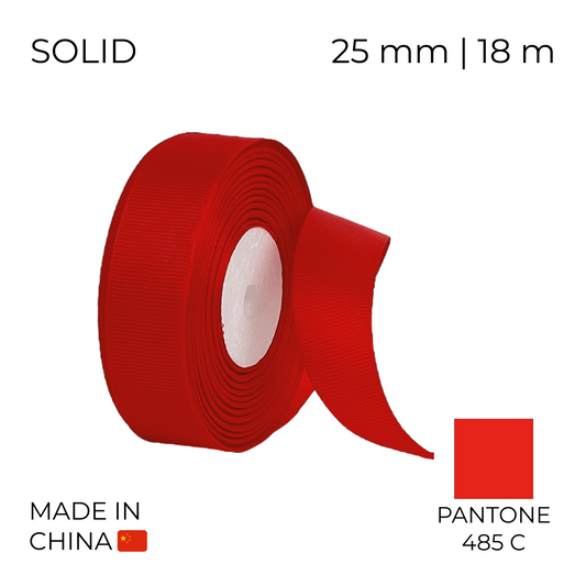 Grosgrain Ribbon 25 mm 010 Red 18 m (1 pc)