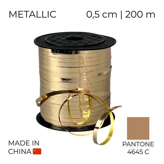 Curling Mylar Ribbon China 011 Metallic Champagne | 0,5/200 (1 pc)
