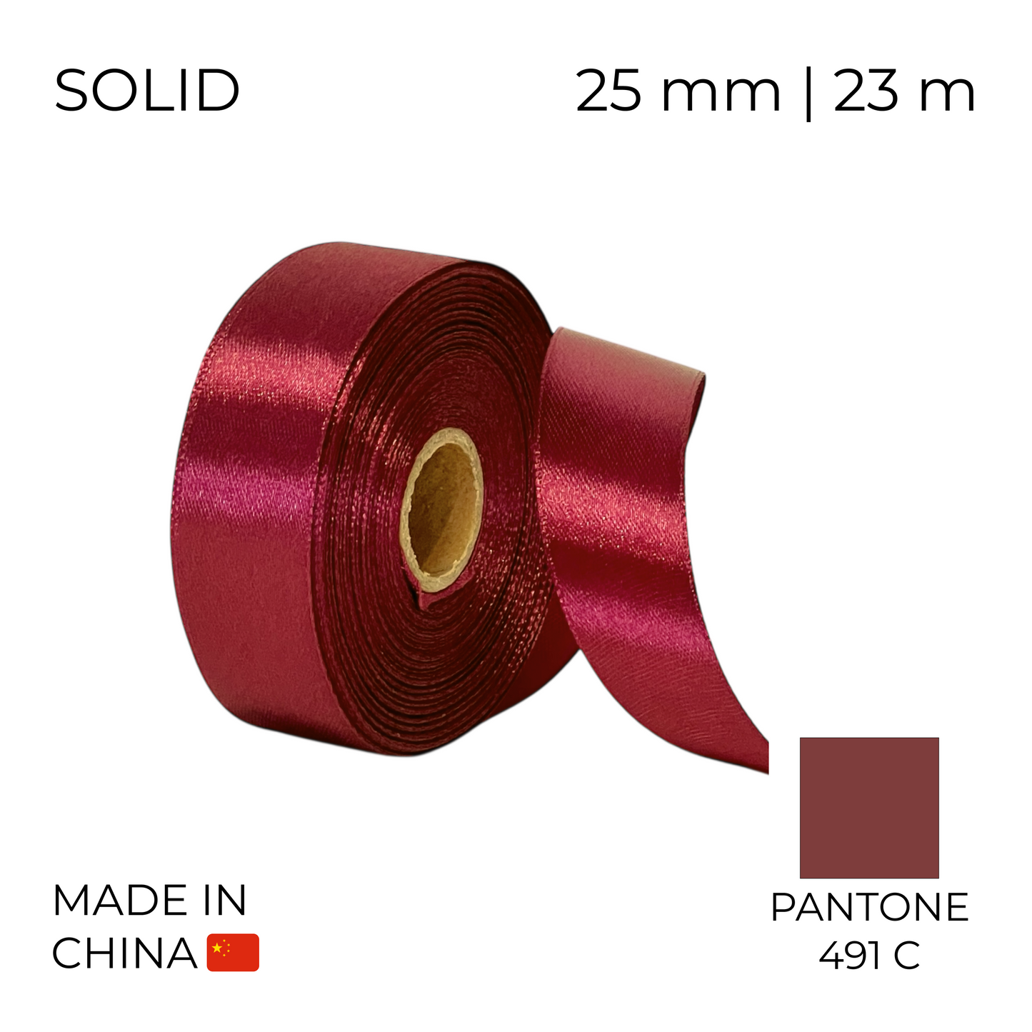 Satin Ribbon 25 mm 014 Burgundy 23 m (1 pc)
