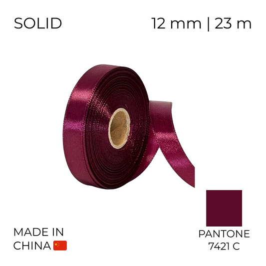 Satin Ribbon 12 mm 015 Dark Cherry 23 m (1 pc)