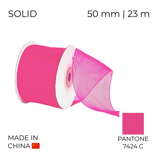 Organza Ribbon 50 mm 01 Bright Pink 23 m (1 pc)