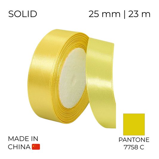 Satin Ribbon 25 mm 026 Yellow 23 m (1 pc)