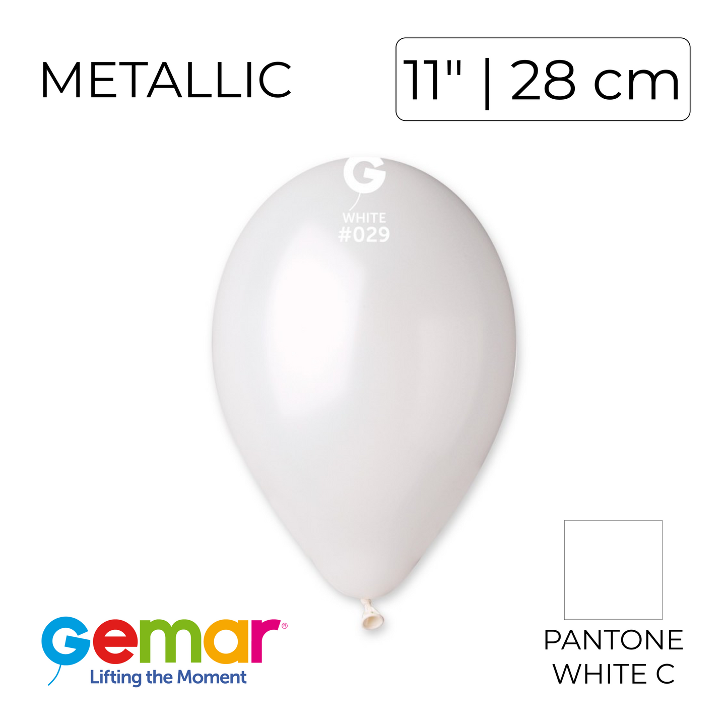 Gemar 11" | Metallic 029 White (100 pcs)