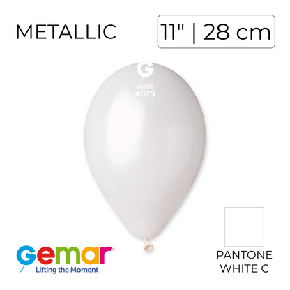 Gemar 11" | Metallic 029 White (100 pcs)
