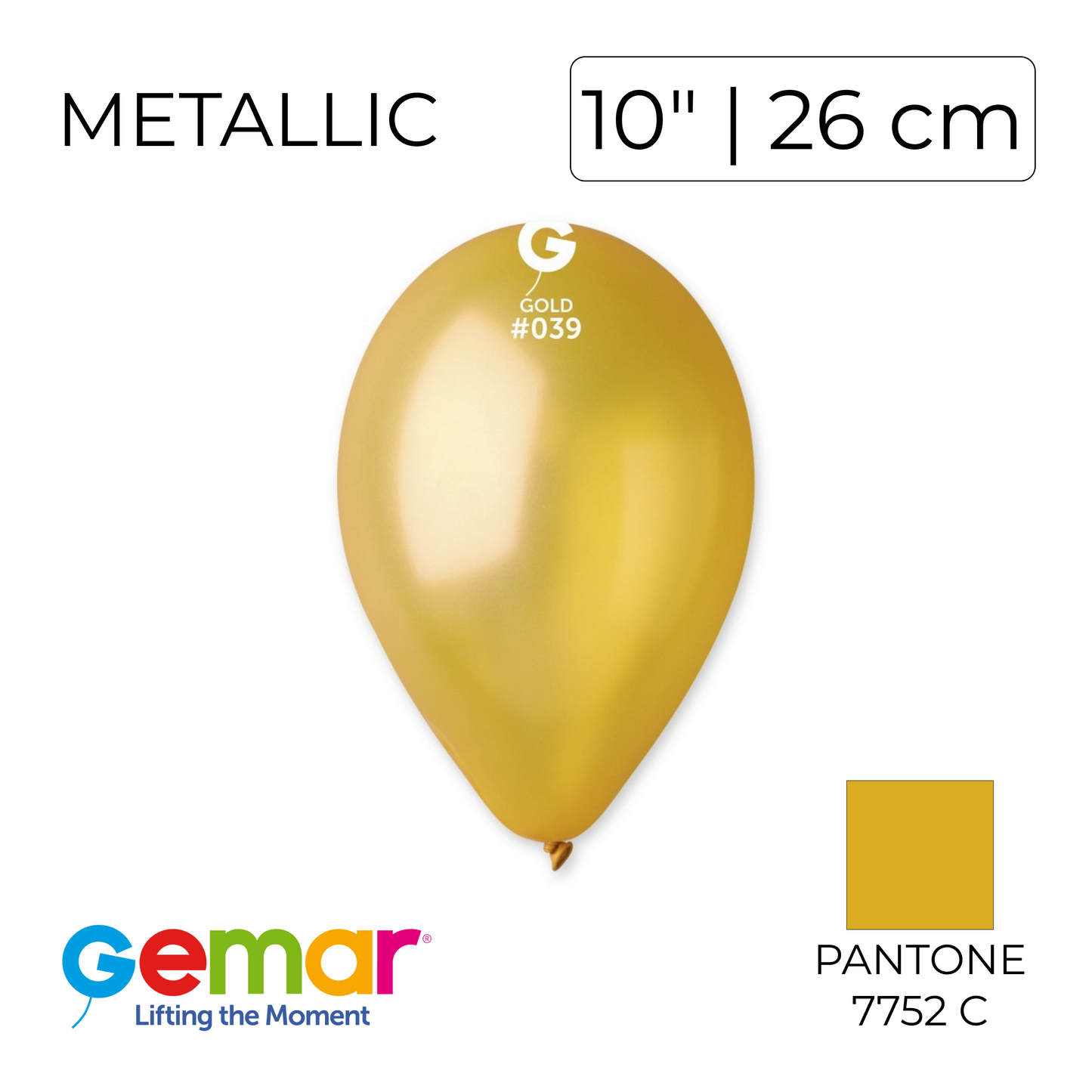 Gemar 10" | Metallic 039 Gold (100 pcs)