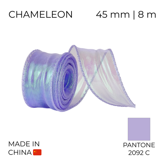 Organza Ribbon 45 mm 02 Chameleon Lilac 8 m (1 pc)