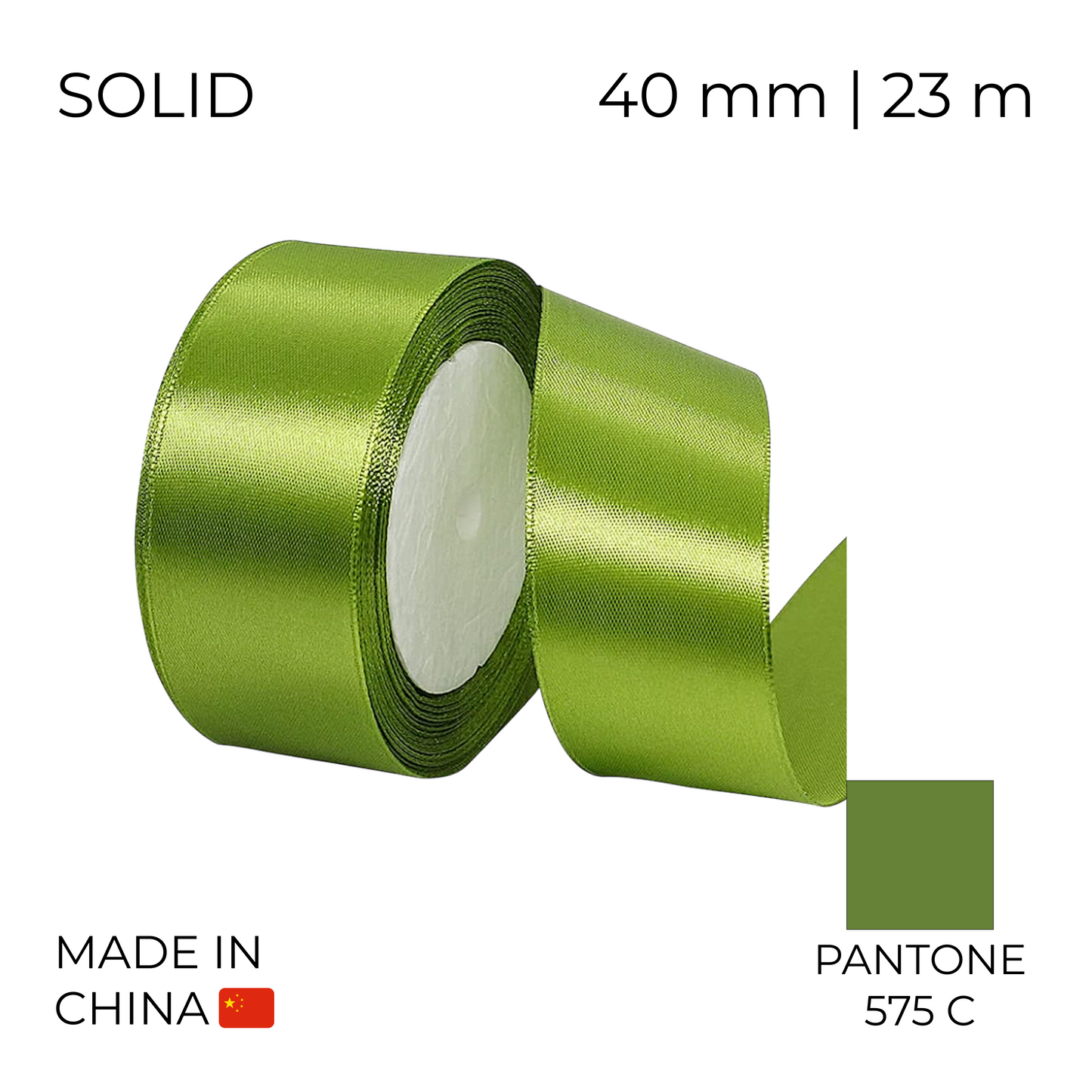 Satin Ribbon 40 mm 030 Olive 23 m (1 pc)