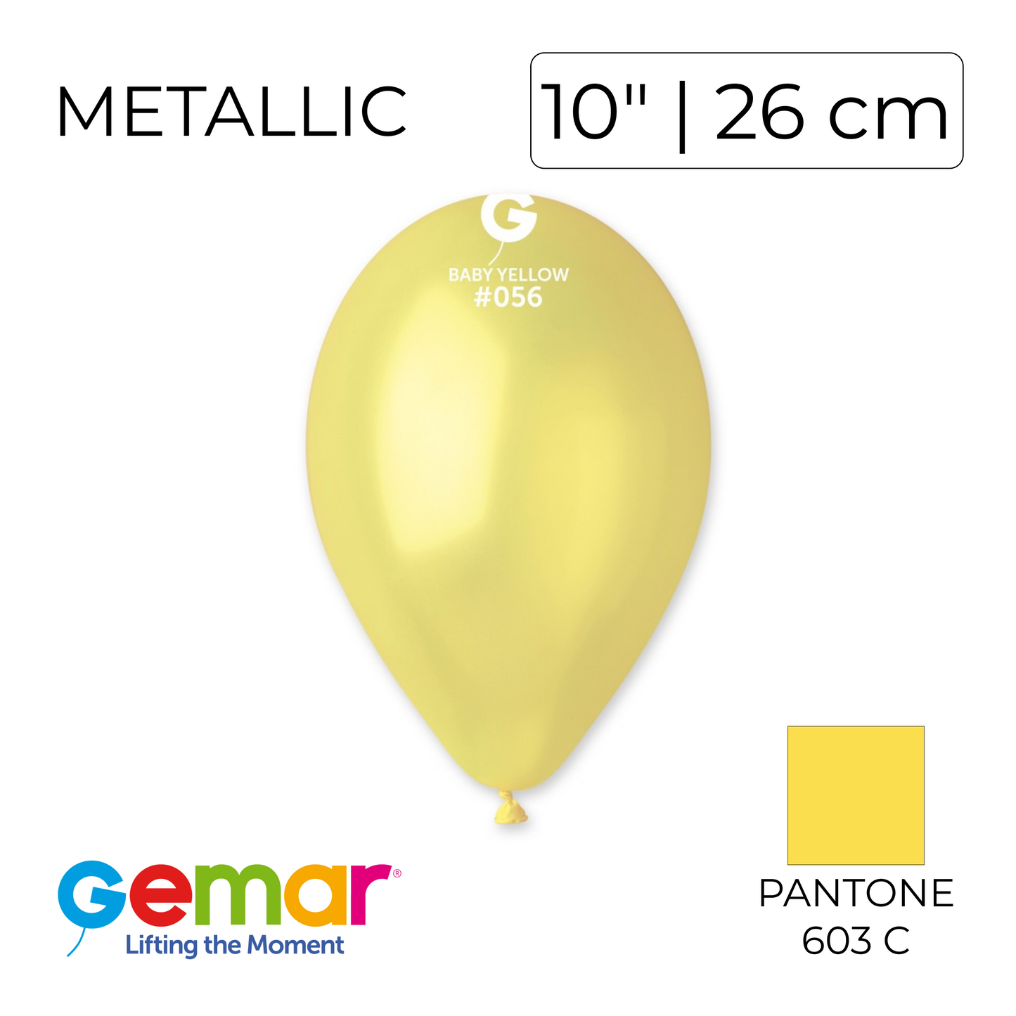 Gemar 10" | Metallic 056 Baby Yellow (100 pcs)