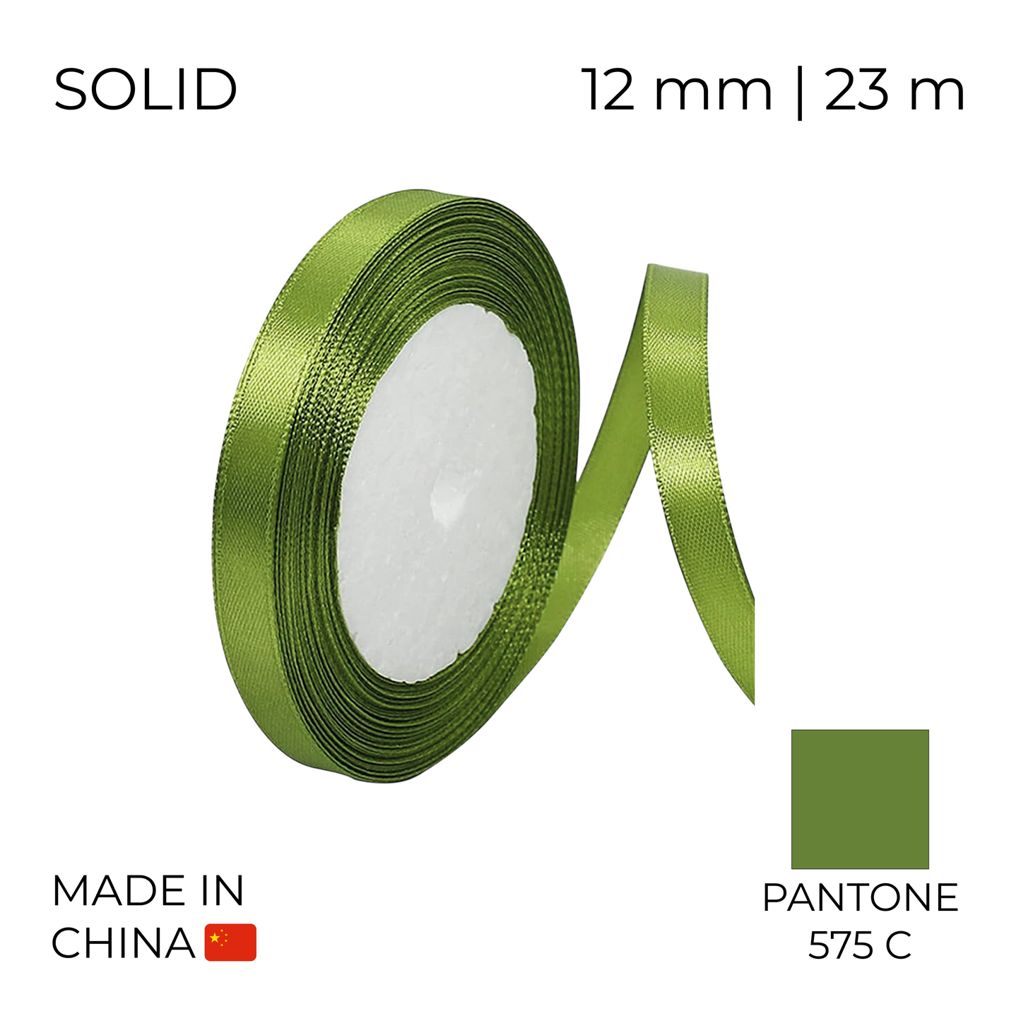Satin Ribbon 12 mm 030 Olive 23 m (1 pc)