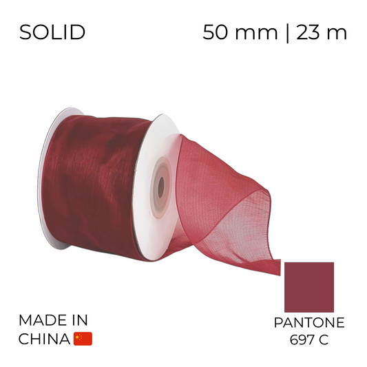 Organza Ribbon 50 mm 05 Burgundy 23 m (1 pc)