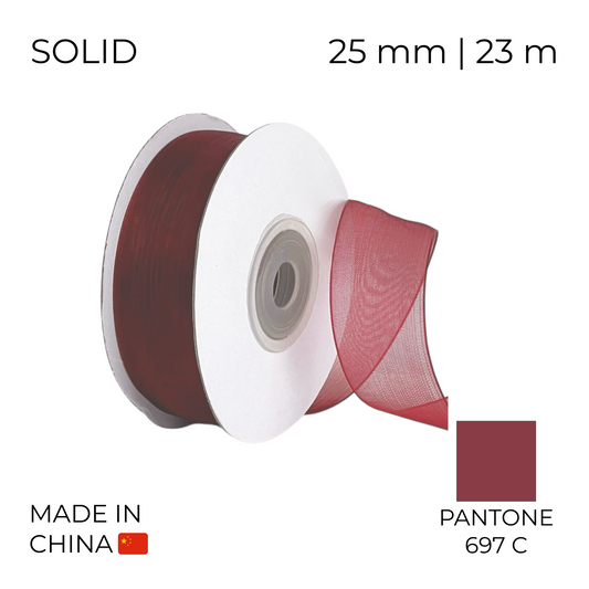 Organza Ribbon 25 mm 05 Burgundy 23 m (1 pc)