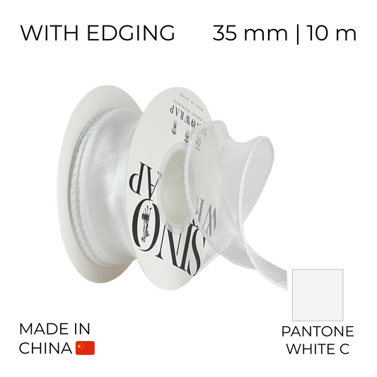 Organza Ribbon 35 mm 07 White with Edging 10 m (1 pc)