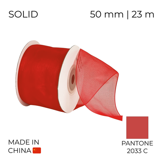 Organza Ribbon 50 mm 08 Red 23 m (1 pc)