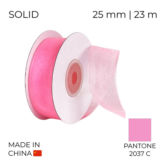 Organza Ribbon 25 mm 09 Pink 23 m (1 pc)