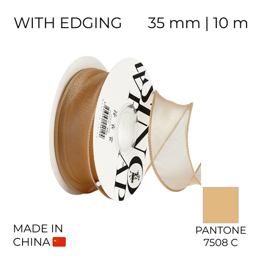 Organza Ribbon 35 mm 09 Beige with Edging 10 m (1 pc)
