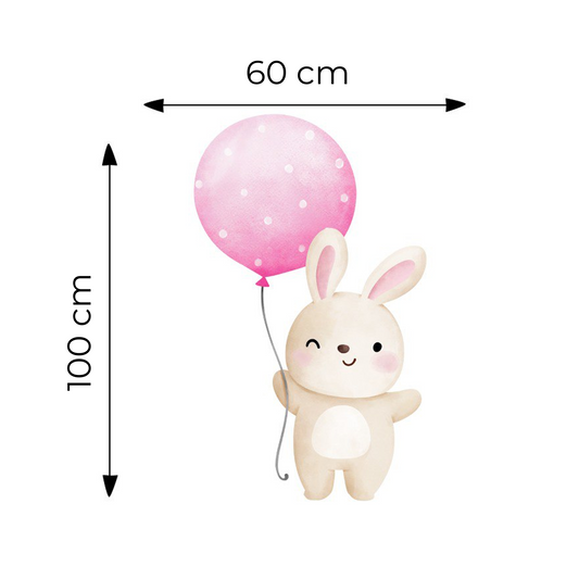 Sticker for Cardboard Cutout - Bunny and Pink Hot Air Balloon 100 x 60 cm (1 pc)
