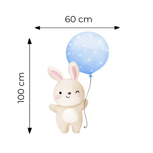 Sticker for Cardboard Cutout - Bunny and Blue Hot Air Balloon 100 x 60 cm (1 pc)