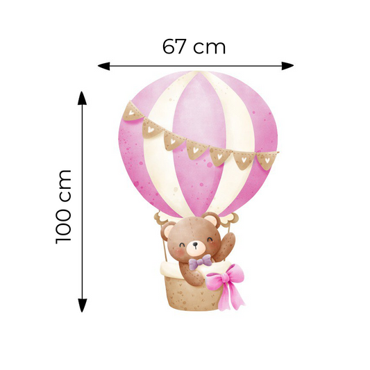 Sticker for Cardboard Cutout - Teddy Bear on a Pink Balloon 100 x 67 cm (1 pc)