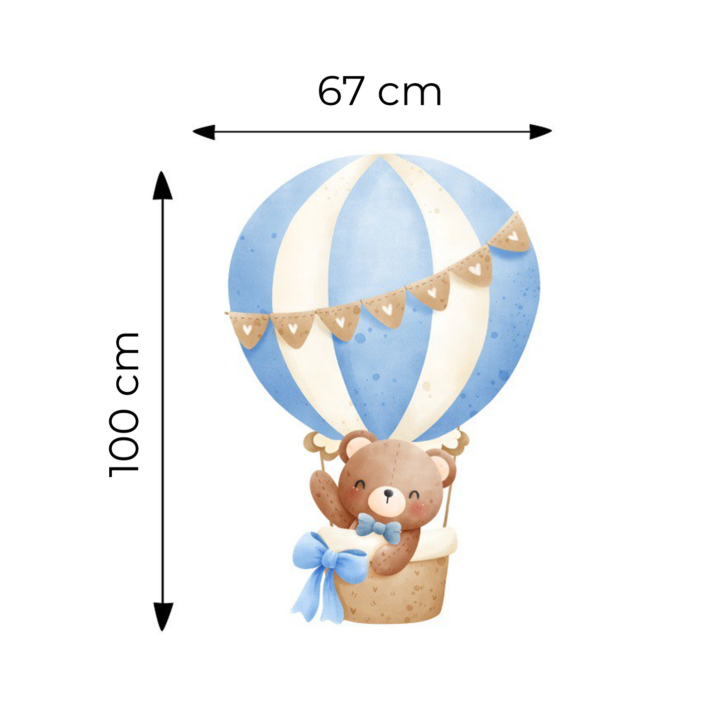Sticker for Cardboard Cutout - Teddy Bear on a Blue Balloon 100 x 67 cm (1 pc)