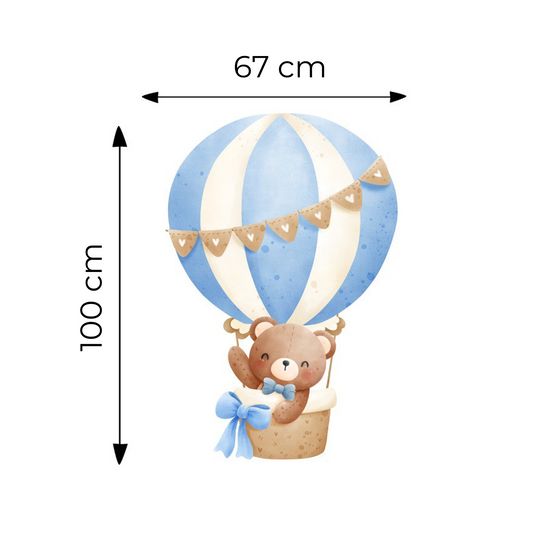 Sticker for Cardboard Cutout - Teddy Bear on a Blue Balloon 100 x 67 cm (1 pc)