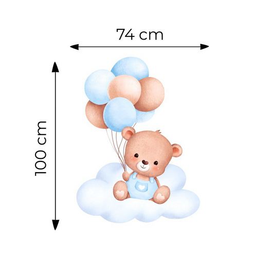 Sticker for Cardboard Cutout - Blue Teddy Bear on a Cloud 100 x 74 cm (1 pc)
