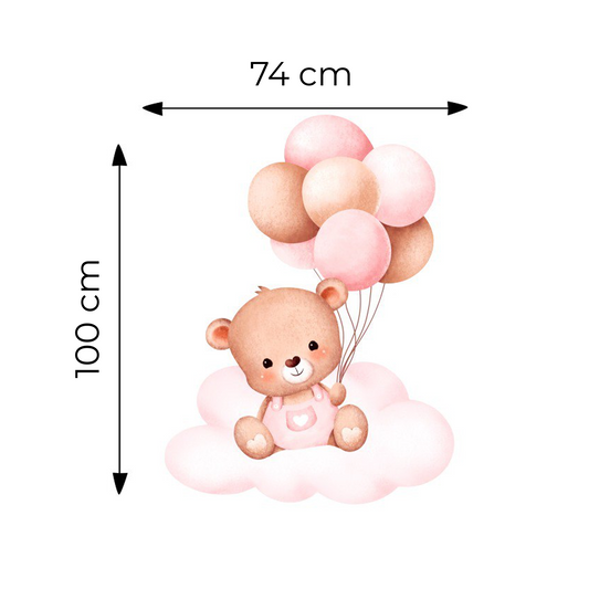Sticker for Cardboard Cutout - Pink Teddy Bear on a Cloud 100 x 74 cm (1 pc)