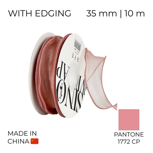 Organza Ribbon 35 mm 13 Pink Blush with Edging 10 m (1 pc)