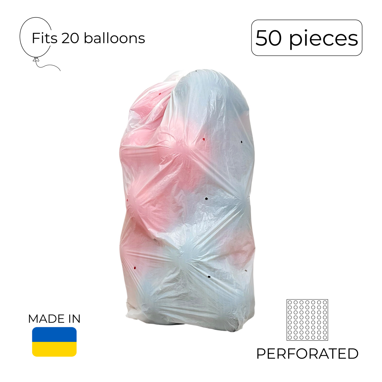 Balloon Transport Bags for 20 Inflated Balloons -  White (50 pcs)