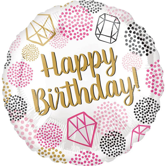 FOIL BALLOON 18" - HAPPY BIRTHDAY BRILLIANTS ANAGRAM (PKG)
