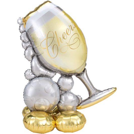 FOIL AIRLOONZ - CHEERS WINE GLASS BUBBLY 51" ANAGRAM (PKG)