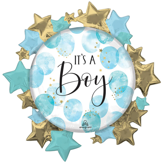 FOIL FIGURE - BABY BOY BLUE WATERCOLOR 26" ANAGRAM (PKG)