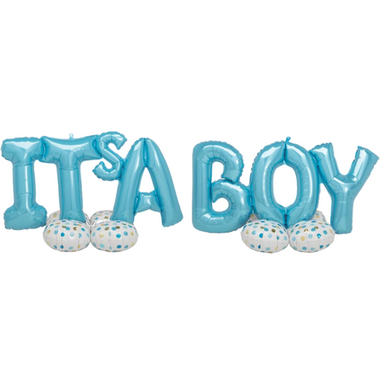 FOIL AIRLOONZ - IT'S A BOY KIT CONSUMER INFLATE 34" ANAGRAM (PKG)