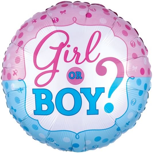 FOIL BALLOON 18" - GENDER REVEAL BOY OR GIRL ? ANAGRAM (PKG)