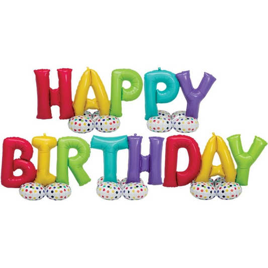 FOIL AIRLOONZ - HAPPY BIRTHDAY KIT CONSUMER INFLATE 32" ANAGRAM (PKG)