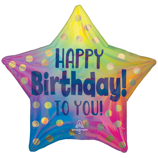 FOIL BALLOON 19" - HB TO YOU OMBRE (HOLO) ANAGRAM (PKG)