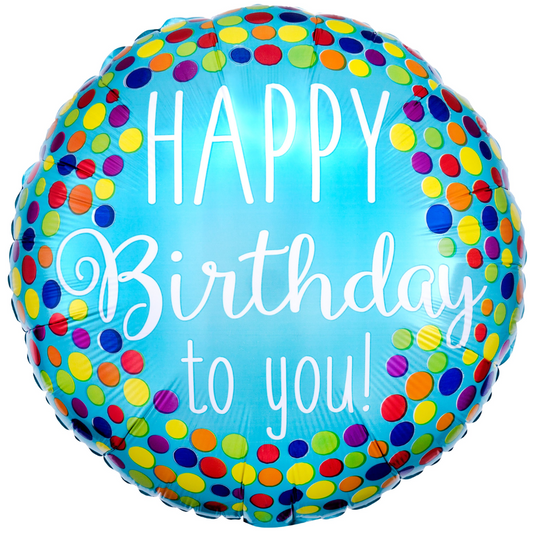 FOIL BALLOON 18" - HB TO YOU DOTS ANAGRAM (PKG)