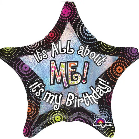 FOIL FIGURE - IT'S ALL ABOUT ME MY BIRTHDAY 28" ANAGRAM (PKG)