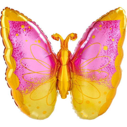 FOIL FIGURE - PINK & YELLOW BUTTERFLY 25" ANAGRAM (PKG)
