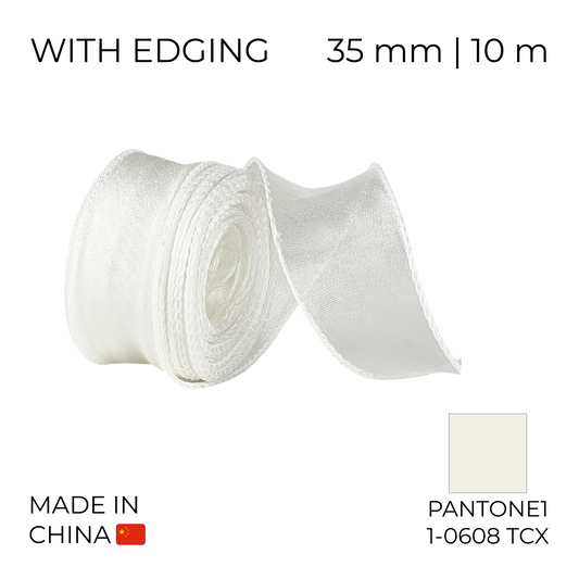 Organza Ribbon 35 mm 10 Cream with Edging 10 m (1 pc)
