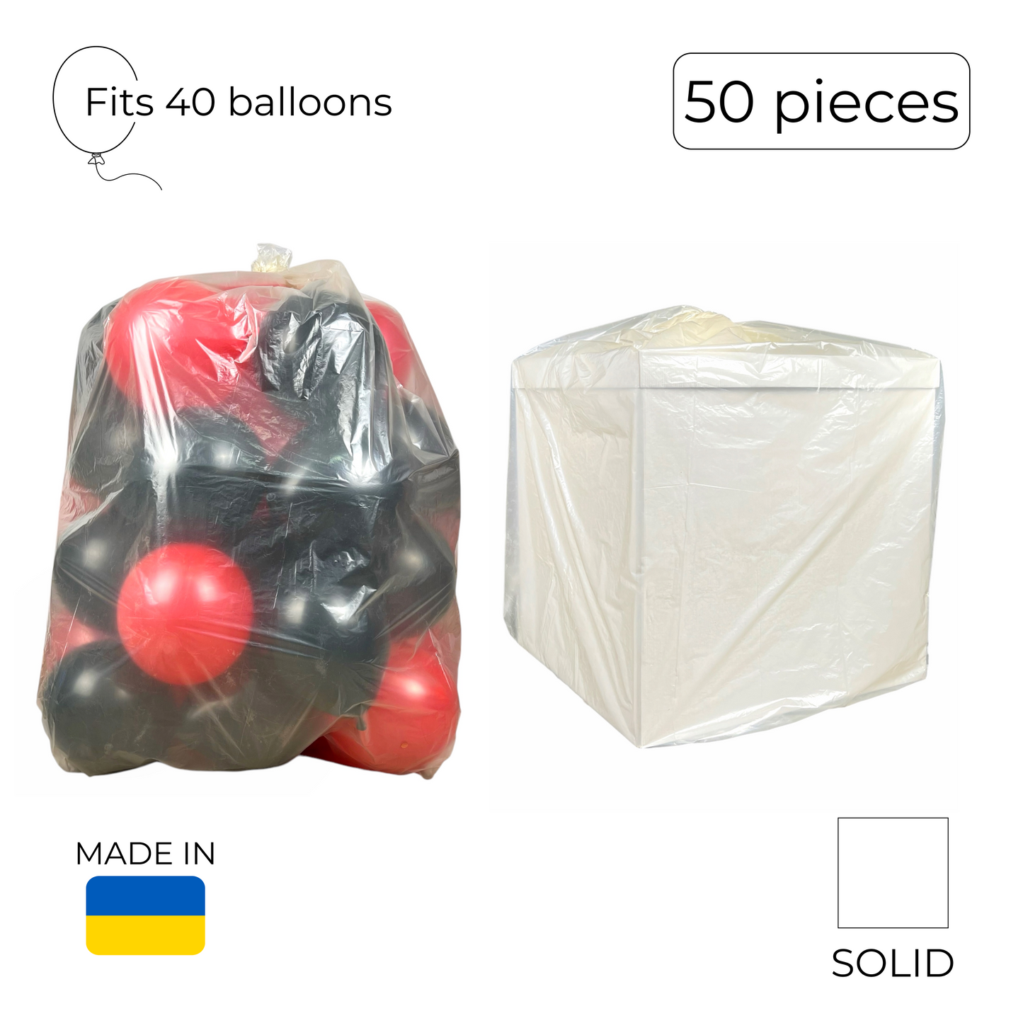 Balloon Transport Bags for 40 Inflated Balloons and Surprise Boxes -  Clear (50 pcs)