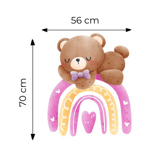 Sticker for Cardboard Cutout - Teddy Bear on a Pink Rainbow 70 x 56 cm (1 pc)