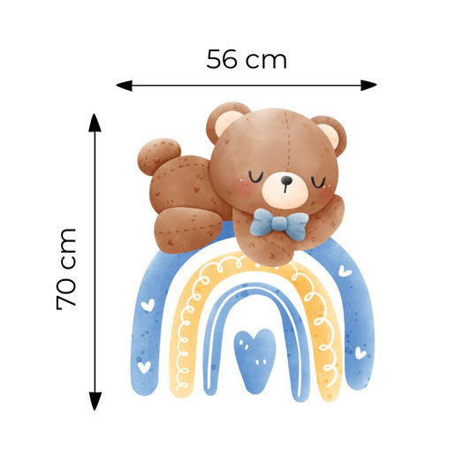 Sticker for Cardboard Cutout - Teddy Bear on a Blue Rainbow 70 x 56 cm (1 pc)