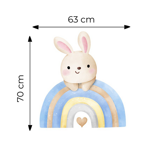 Sticker for Cardboard Cutout - Bunny and Blue Rainbow 70 x 63 cm (1 pc)