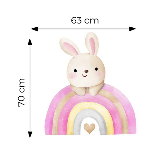 Sticker for Cardboard Cutout - Bunny and Pink Rainbow 70 x 63 cm (1 pc)