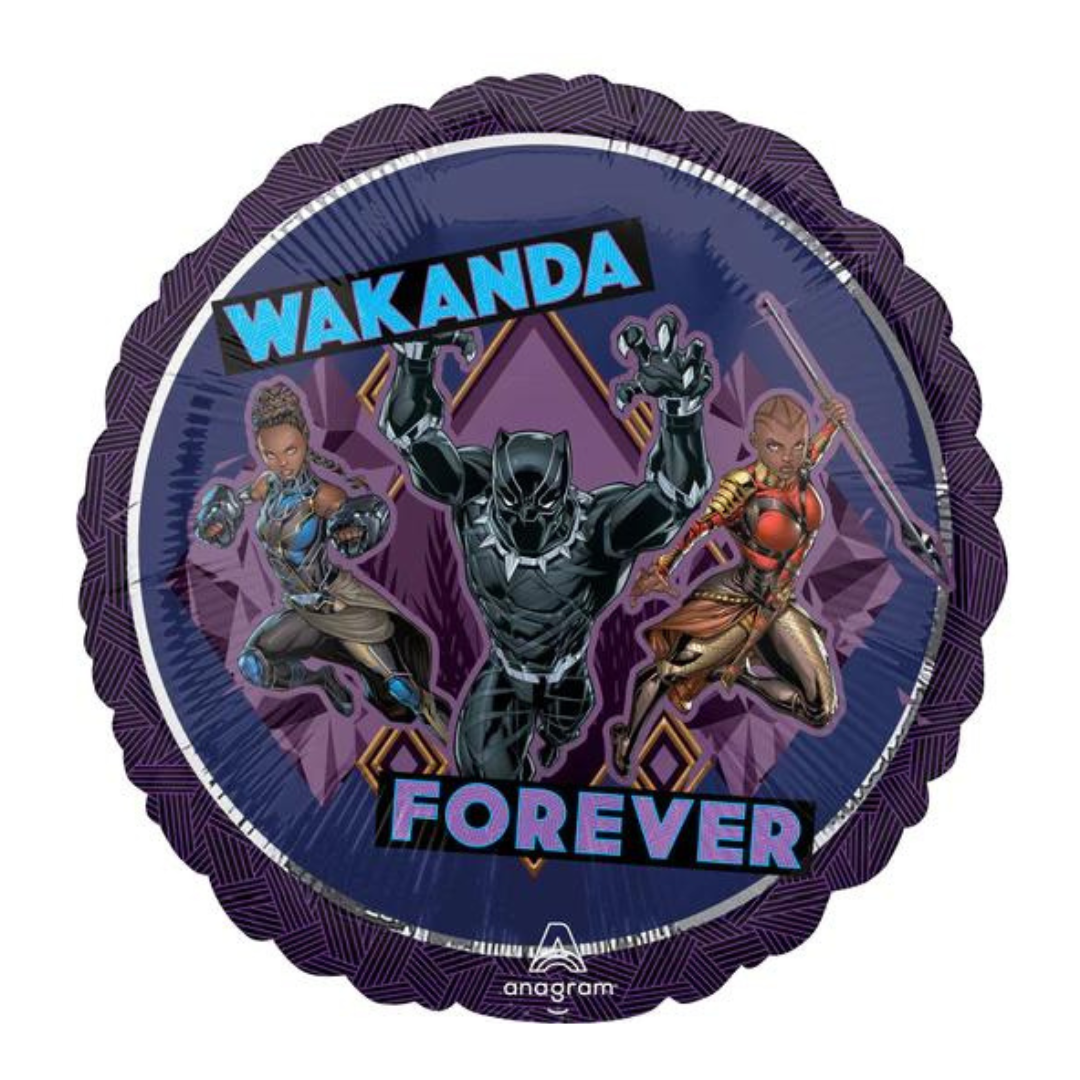 FOIL BALLOON 18" - BLACK PANTHER WAKANDA FOREVER ANAGRAM (PKG)