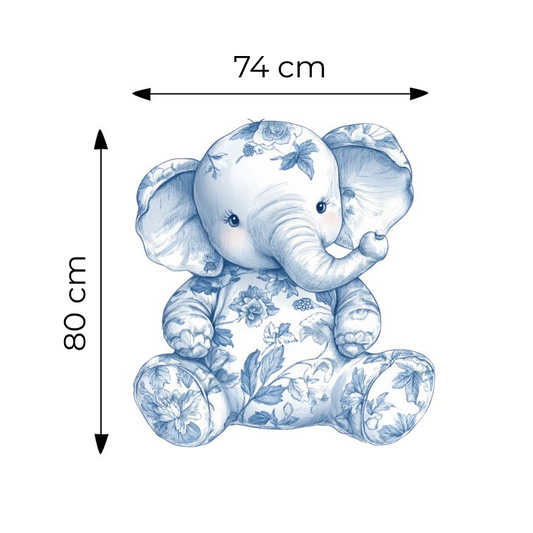 Sticker for Cardboard Cutout - Toile Blue Elephant 80 x 74 cm (1 pc)