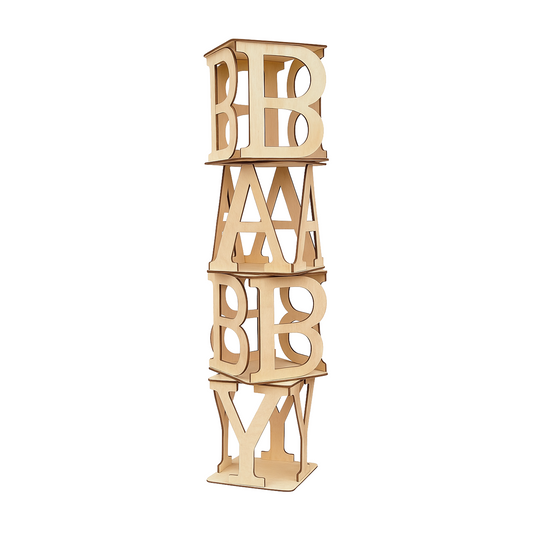 Wooden Decorative 3D Letters "BABY" - Unpainted (1 pc)