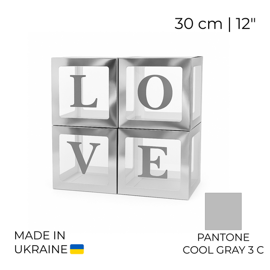 Balloon Box Set 30 cm | 12" - "LOVE" Silver (1 pc)